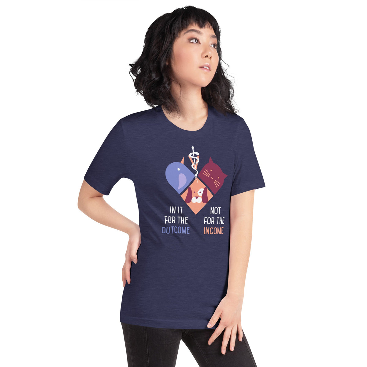 In it for the outcome, not for the income Unisex T-shirt Bella + Canvas 3001-Unisex T-Shirt | Bella + Canvas 3001-I love Veterinary
