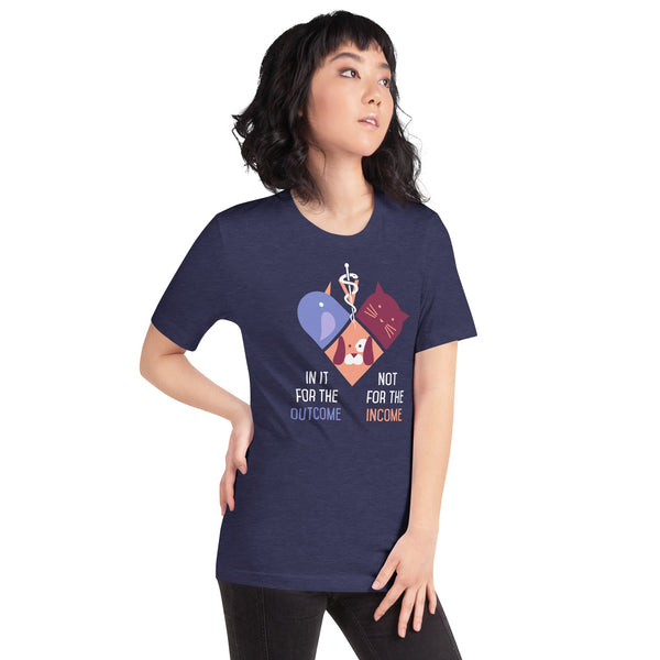 In it for the outcome, not for the income Unisex T-shirt Bella + Canvas 3001-Unisex T-Shirt | Bella + Canvas 3001-I love Veterinary