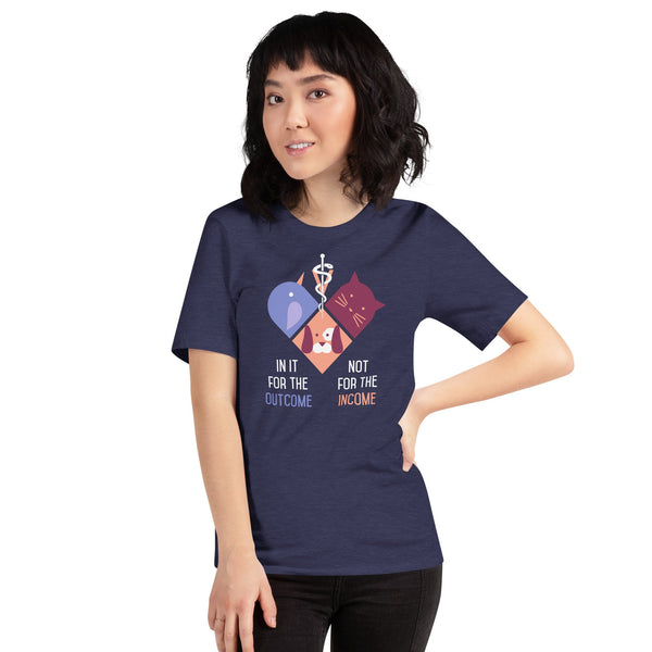 In it for the outcome, not for the income Unisex T-shirt Bella + Canvas 3001-Unisex T-Shirt | Bella + Canvas 3001-I love Veterinary