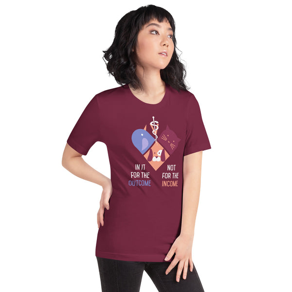 In it for the outcome, not for the income Unisex T-shirt Bella + Canvas 3001-Unisex T-Shirt | Bella + Canvas 3001-I love Veterinary