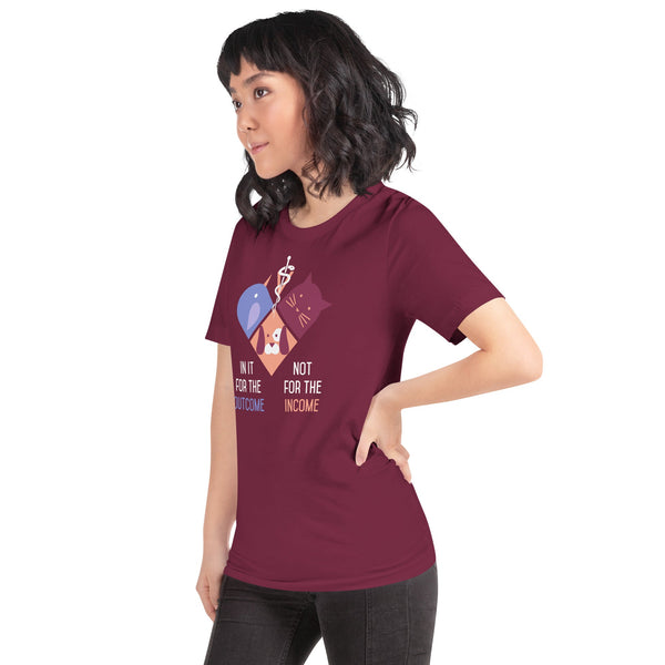 In it for the outcome, not for the income Unisex T-shirt Bella + Canvas 3001-Unisex T-Shirt | Bella + Canvas 3001-I love Veterinary