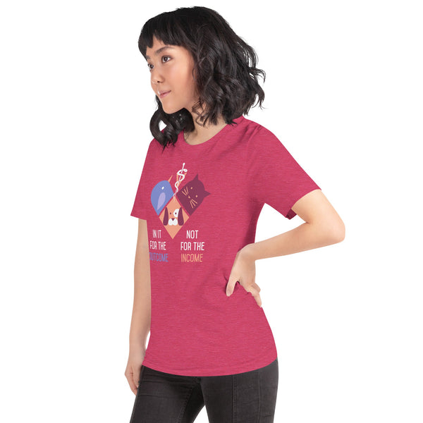 In it for the outcome, not for the income Unisex T-shirt Bella + Canvas 3001-Unisex T-Shirt | Bella + Canvas 3001-I love Veterinary