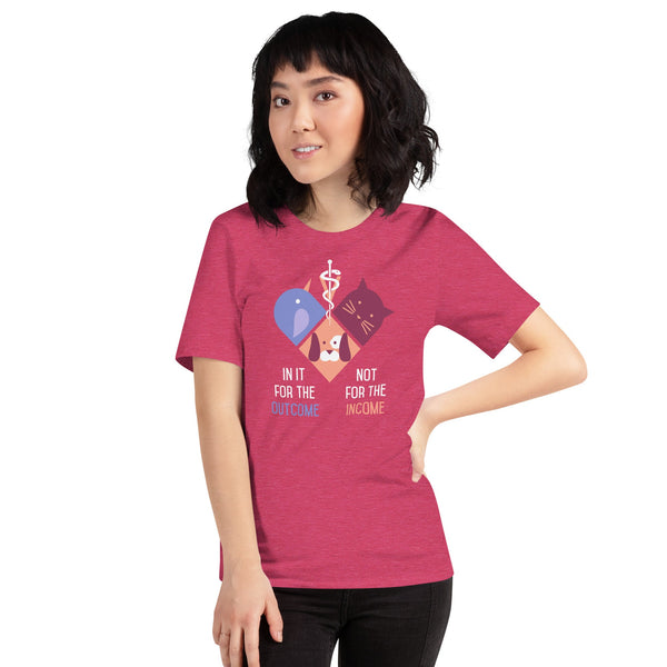In it for the outcome, not for the income Unisex T-shirt Bella + Canvas 3001-Unisex T-Shirt | Bella + Canvas 3001-I love Veterinary