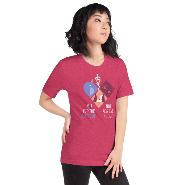 In it for the outcome, not for the income Unisex T-shirt Bella + Canvas 3001-Unisex T-Shirt | Bella + Canvas 3001-I love Veterinary