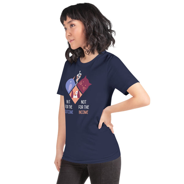 In it for the outcome, not for the income Unisex T-shirt Bella + Canvas 3001-Unisex T-Shirt | Bella + Canvas 3001-I love Veterinary