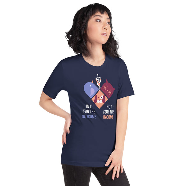 In it for the outcome, not for the income Unisex T-shirt Bella + Canvas 3001-Unisex T-Shirt | Bella + Canvas 3001-I love Veterinary