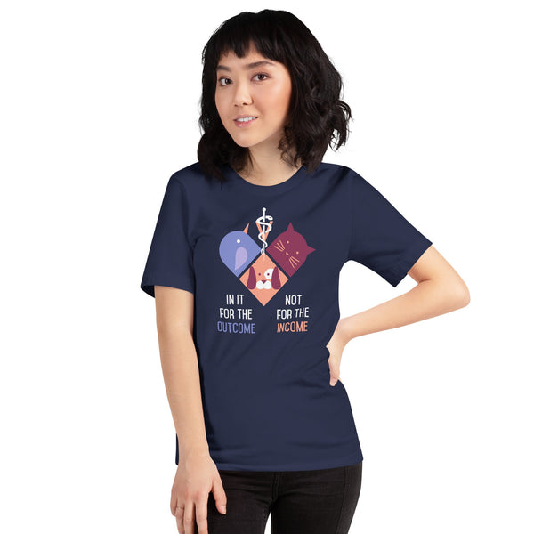 In it for the outcome, not for the income Unisex T-shirt Bella + Canvas 3001-Unisex T-Shirt | Bella + Canvas 3001-I love Veterinary