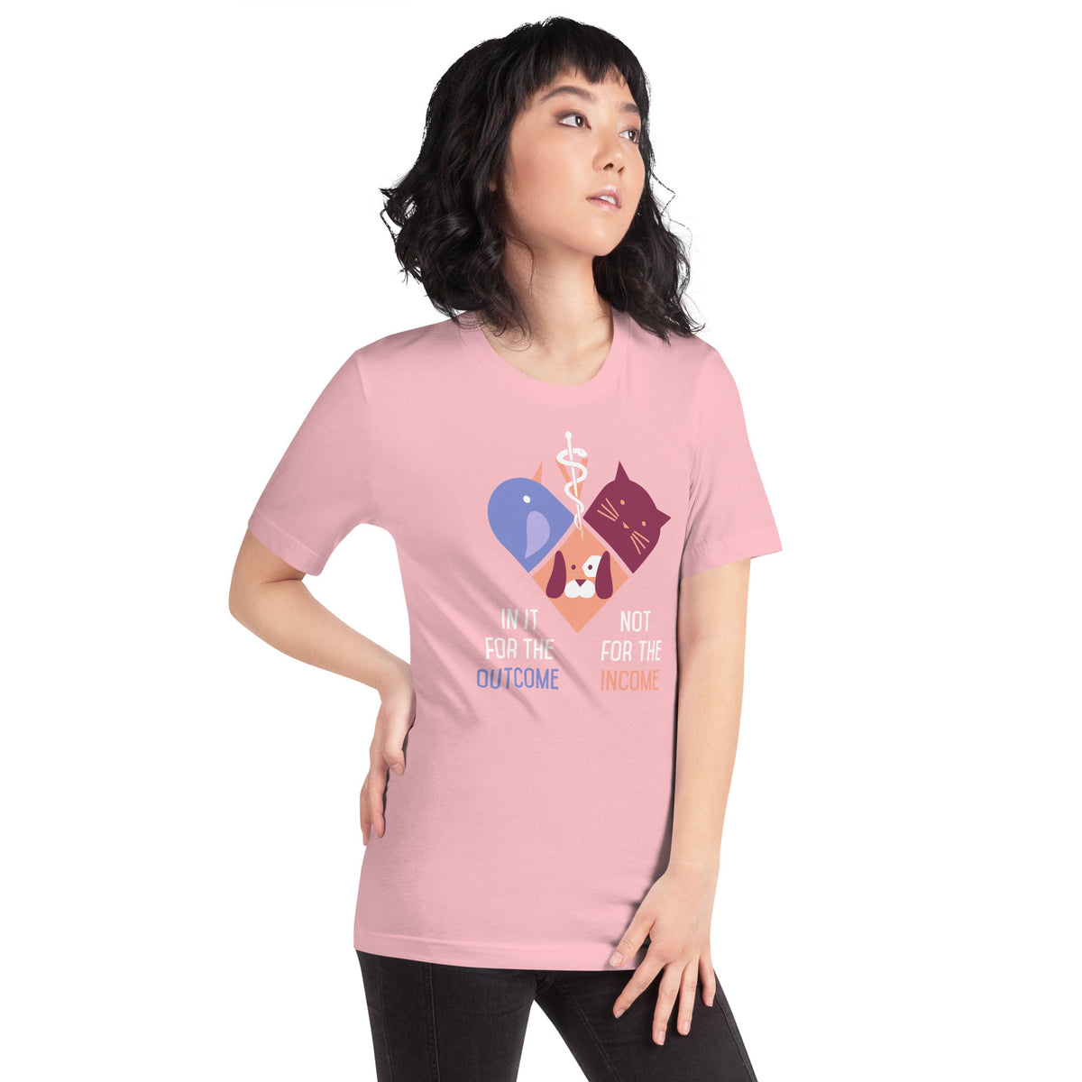 In it for the outcome, not for the income Unisex T-shirt Bella + Canvas 3001-Unisex T-Shirt | Bella + Canvas 3001-I love Veterinary