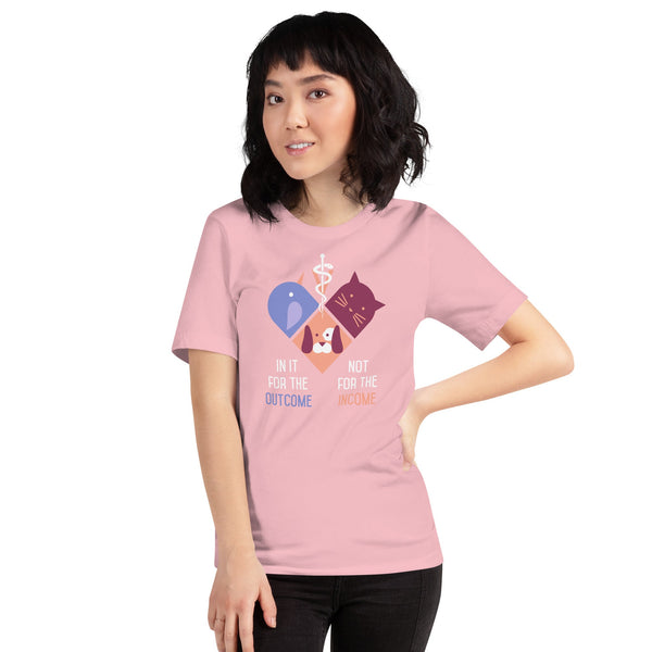 In it for the outcome, not for the income Unisex T-shirt Bella + Canvas 3001-Unisex T-Shirt | Bella + Canvas 3001-I love Veterinary