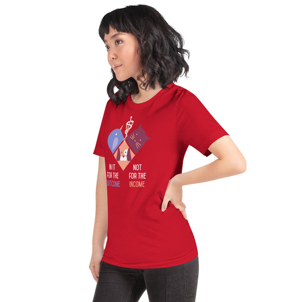 In it for the outcome, not for the income Unisex T-shirt Bella + Canvas 3001-Unisex T-Shirt | Bella + Canvas 3001-I love Veterinary