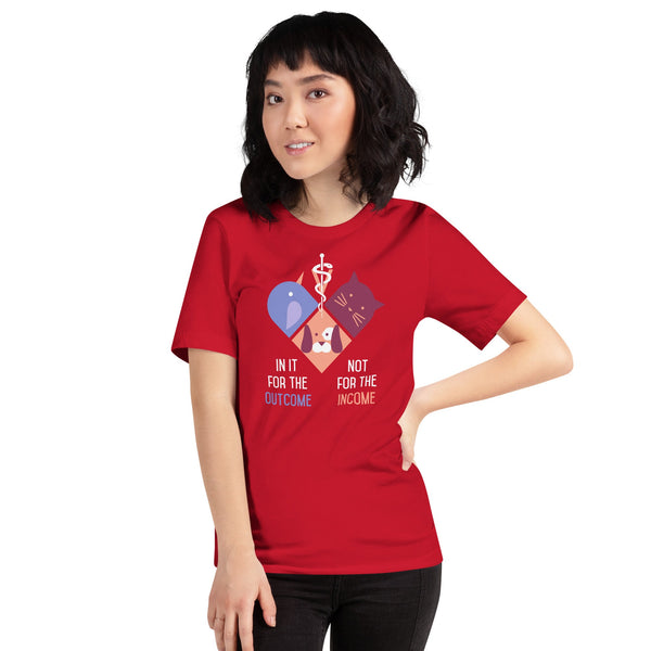 In it for the outcome, not for the income Unisex T-shirt Bella + Canvas 3001-Unisex T-Shirt | Bella + Canvas 3001-I love Veterinary