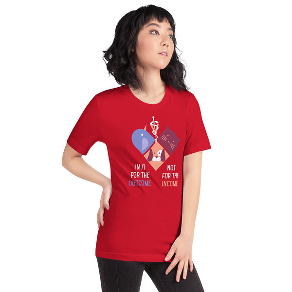 In it for the outcome, not for the income Unisex T-shirt Bella + Canvas 3001-Unisex T-Shirt | Bella + Canvas 3001-I love Veterinary