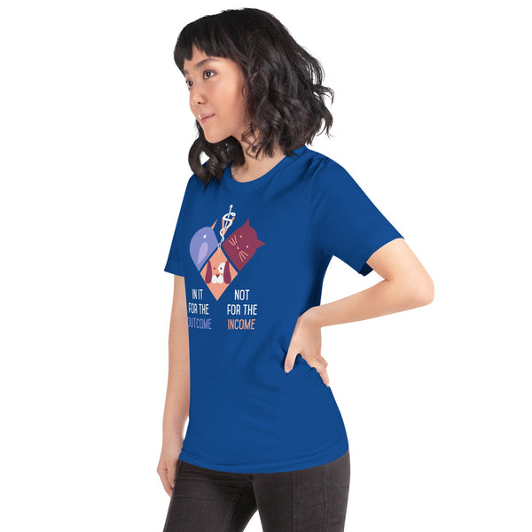 In it for the outcome, not for the income Unisex T-shirt Bella + Canvas 3001-Unisex T-Shirt | Bella + Canvas 3001-I love Veterinary