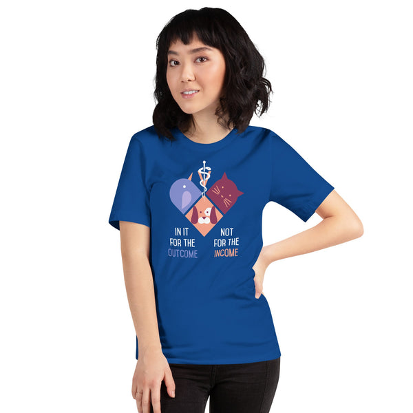 In it for the outcome, not for the income Unisex T-shirt Bella + Canvas 3001-Unisex T-Shirt | Bella + Canvas 3001-I love Veterinary