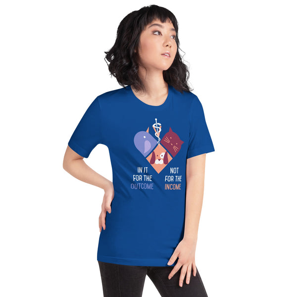 In it for the outcome, not for the income Unisex T-shirt Bella + Canvas 3001-Unisex T-Shirt | Bella + Canvas 3001-I love Veterinary