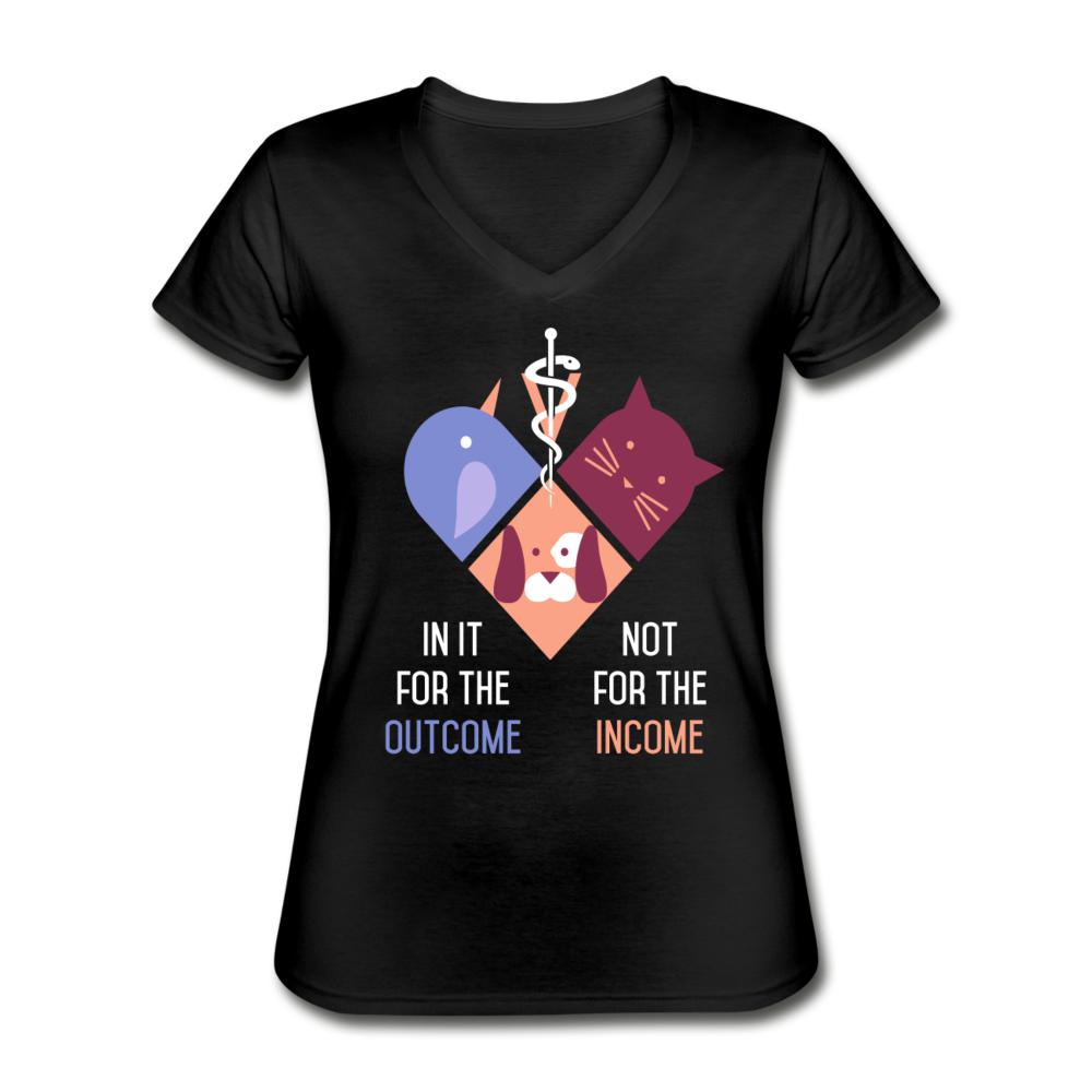 In it for the outcome, not for the income Women's V-Neck T-Shirt-Women's V-Neck T-Shirt | Fruit of the Loom L39VR-I love Veterinary