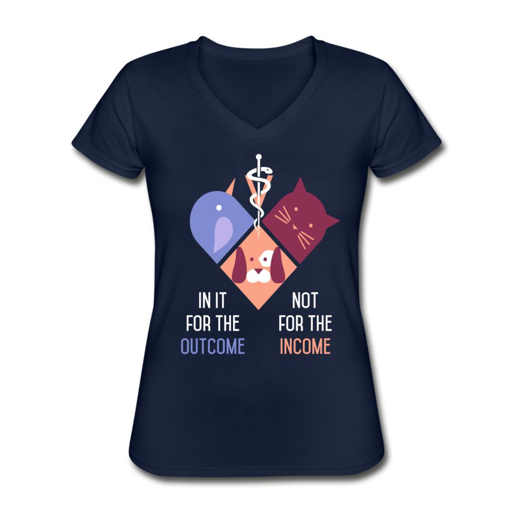 In it for the outcome, not for the income Women's V-Neck T-Shirt-Women's V-Neck T-Shirt | Fruit of the Loom L39VR-I love Veterinary