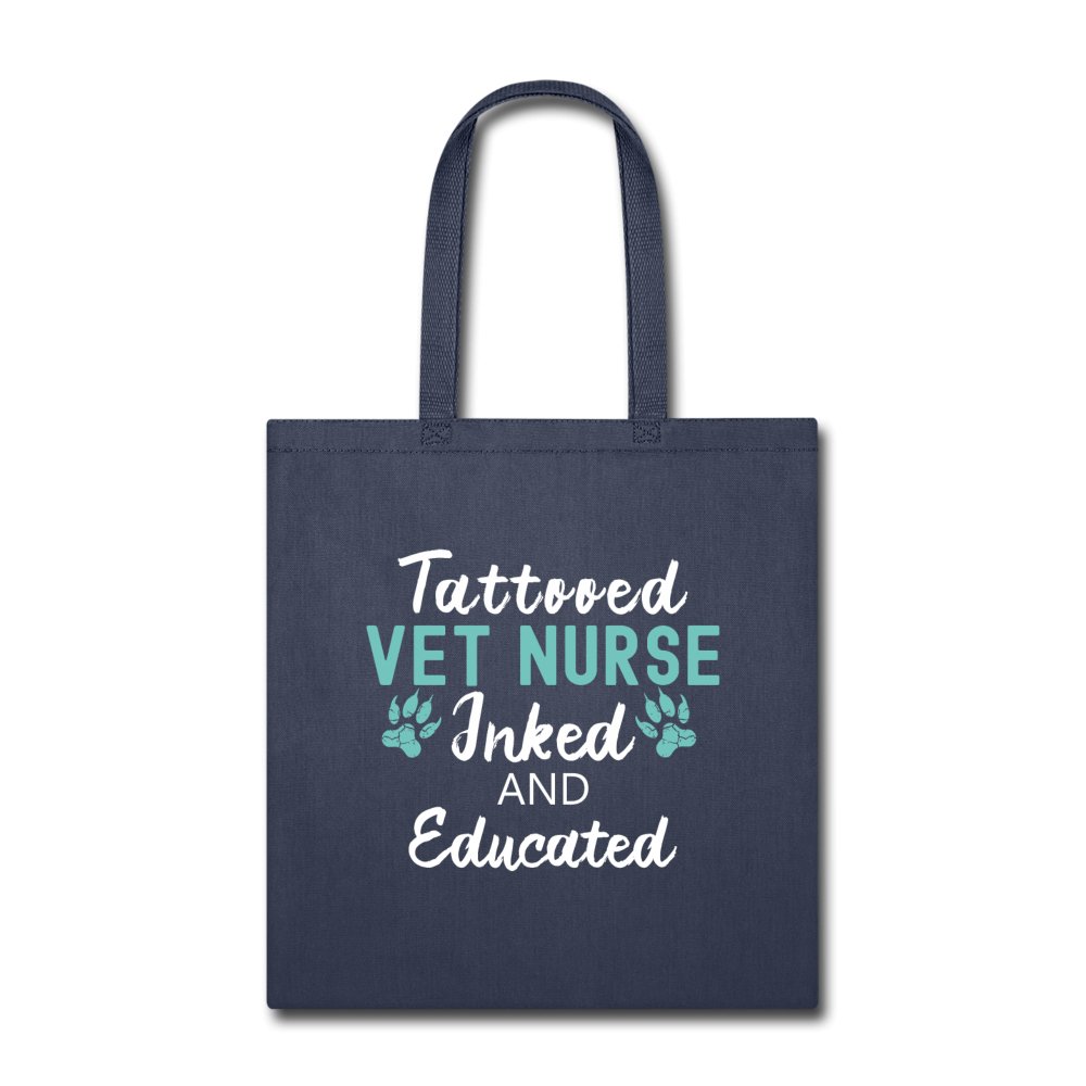 Inked and Educated Vet Nurse Tote Bag-Tote Bag | Q-Tees Q800-I love Veterinary