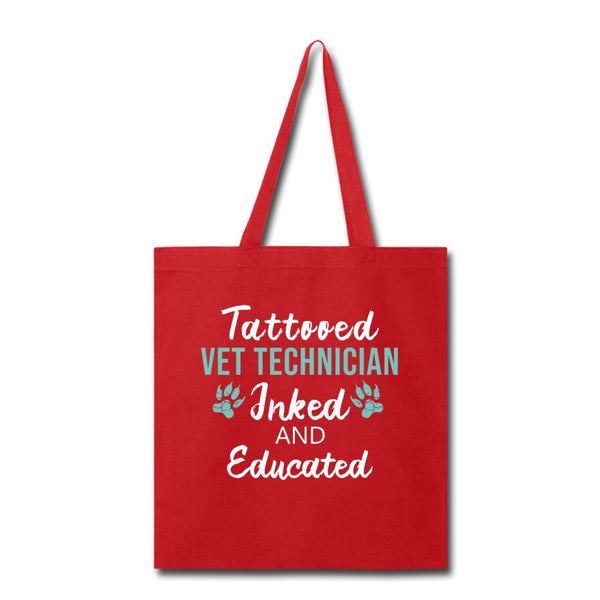 Inked and Educated Vet Technician Tote Bag-Tote Bag | Q-Tees Q800-I love Veterinary