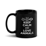 Keep Calm and Love Animals Black Glossy Mug-Black Glossy Mug-I love Veterinary
