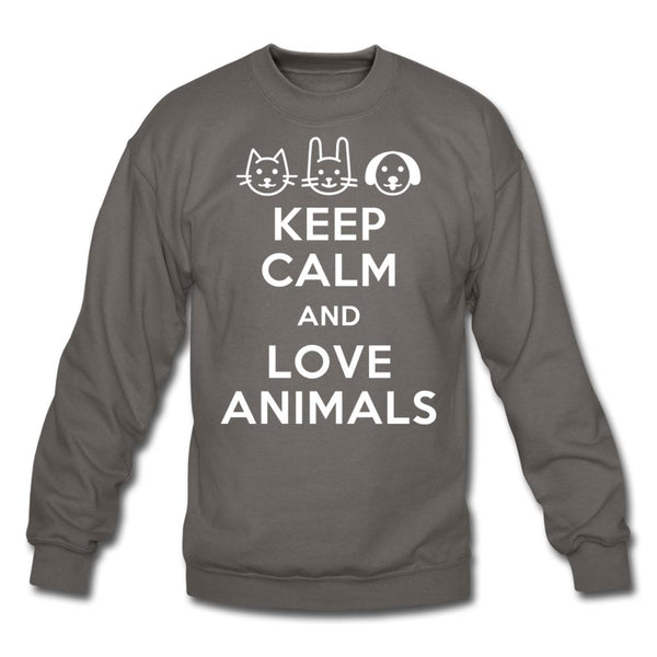 Keep calm and love animals Crewneck Sweatshirt-Unisex Crewneck Sweatshirt | Gildan 18000-I love Veterinary