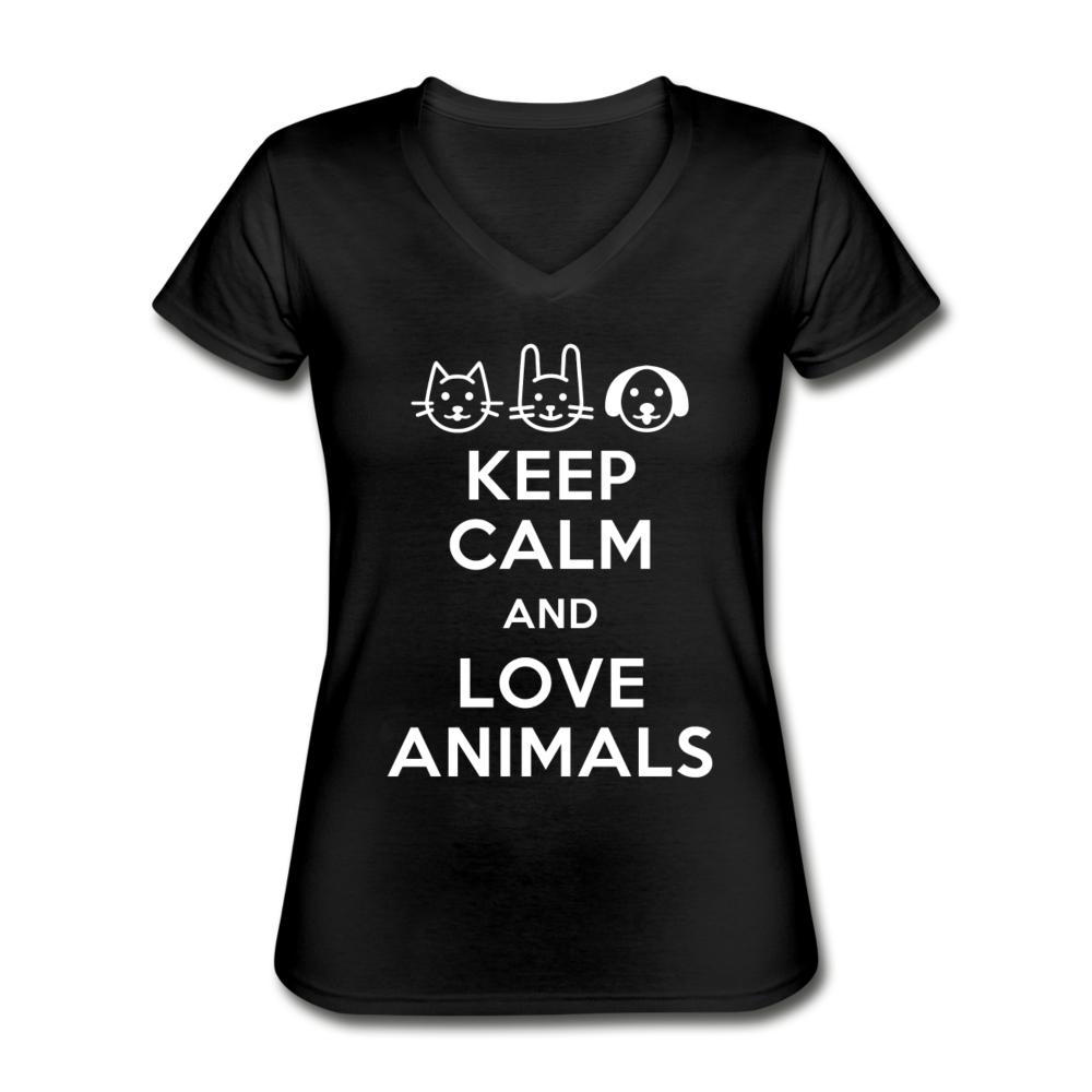 Keep calm and love animals Women's V-Neck T-Shirt-Women's V-Neck T-Shirt | Fruit of the Loom L39VR-I love Veterinary