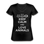 Keep calm and love animals Women's V-Neck T-Shirt-Women's V-Neck T-Shirt | Fruit of the Loom L39VR-I love Veterinary