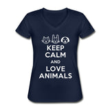 Keep calm and love animals Women's V-Neck T-Shirt-Women's V-Neck T-Shirt | Fruit of the Loom L39VR-I love Veterinary