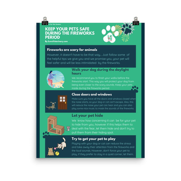 Keep your pets safe during the fireworks period Poster-Posters-I love Veterinary