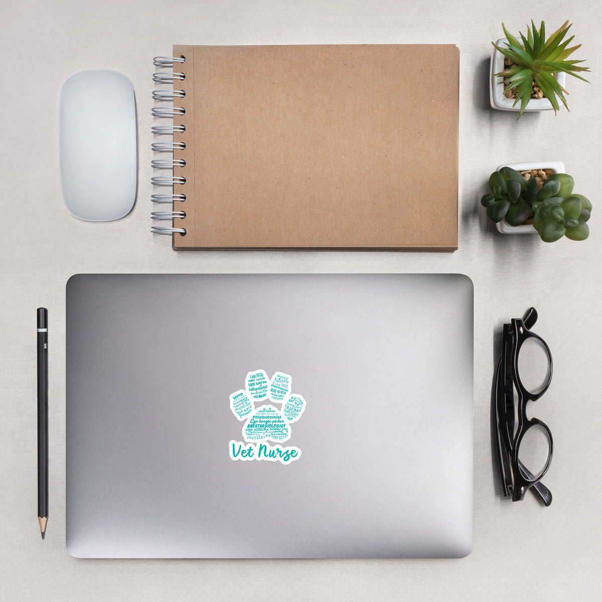 Vet Nurse Blue Paw Print Bubble-free stickers