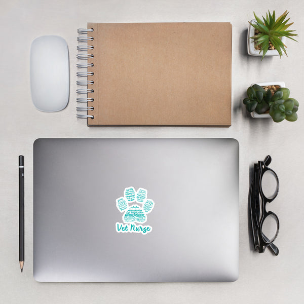 Vet Nurse Blue Paw Print Bubble-free stickers