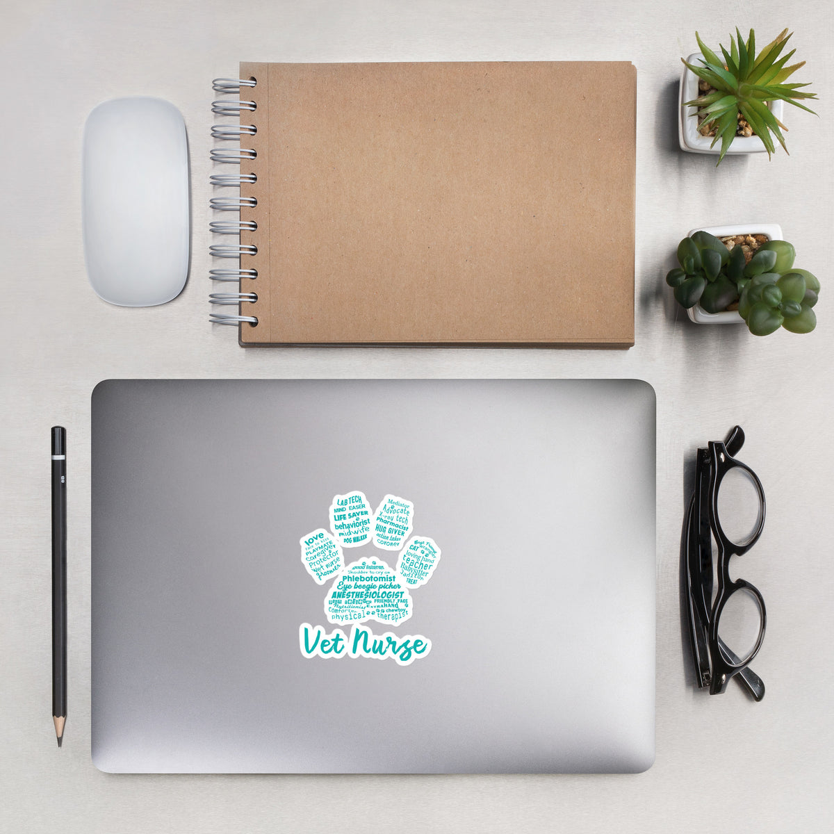 Vet Nurse Blue Paw Print Bubble-free stickers
