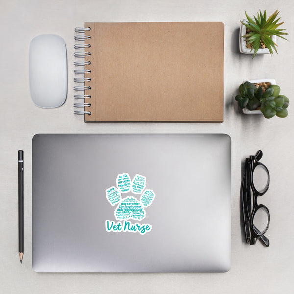 Vet Nurse Blue Paw Print Bubble-free stickers