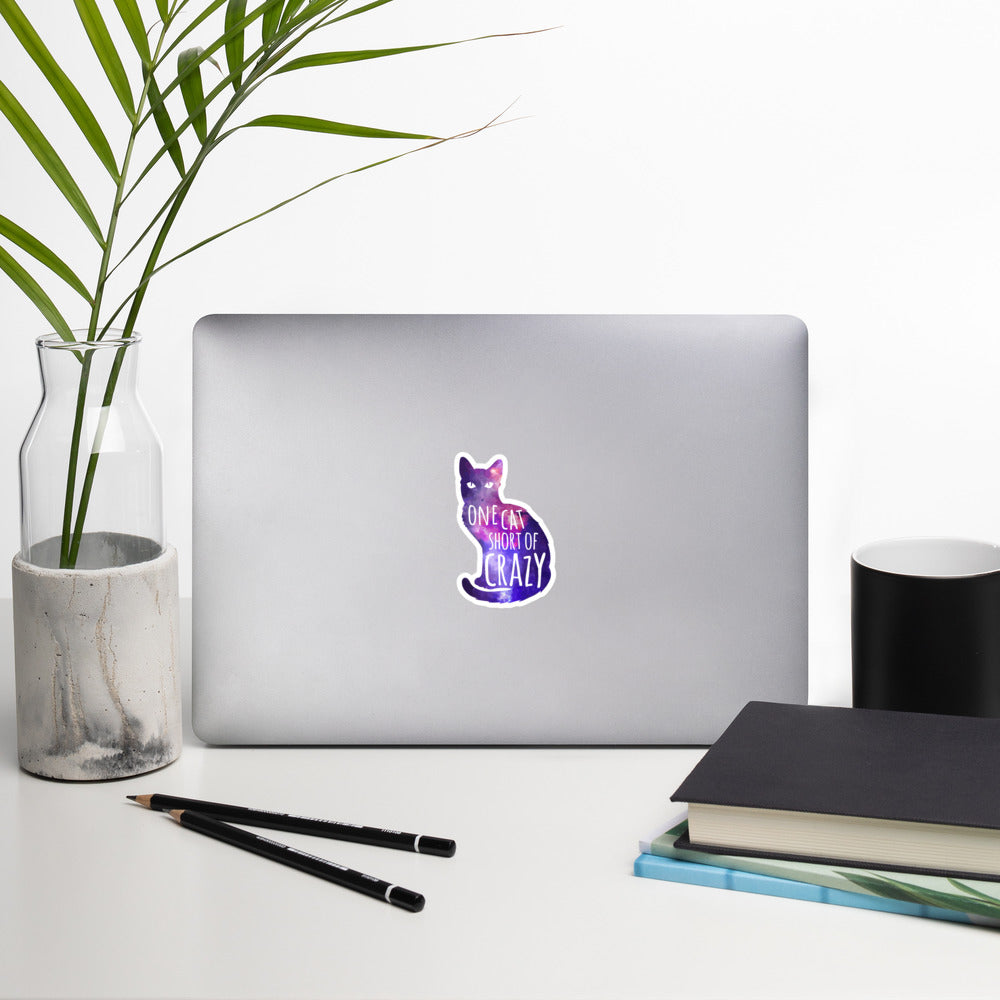 One Cat Short of Crazy Bubble-free stickers