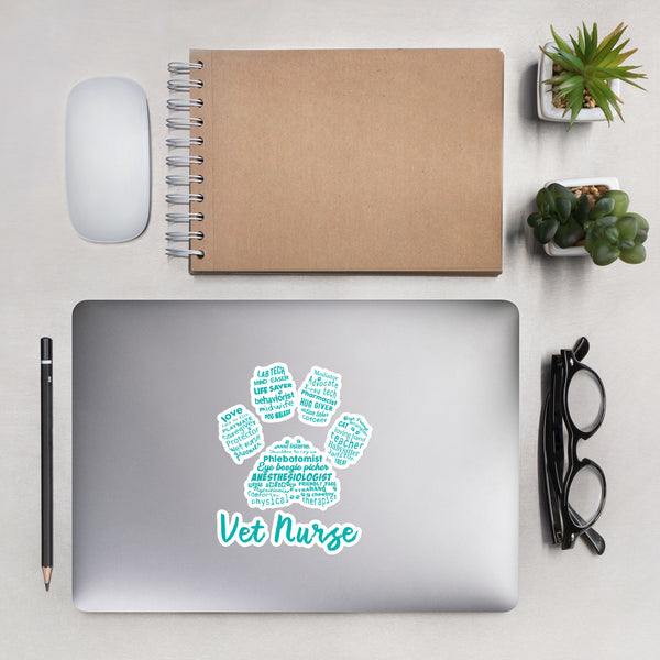 Vet Nurse Blue Paw Print Bubble-free stickers