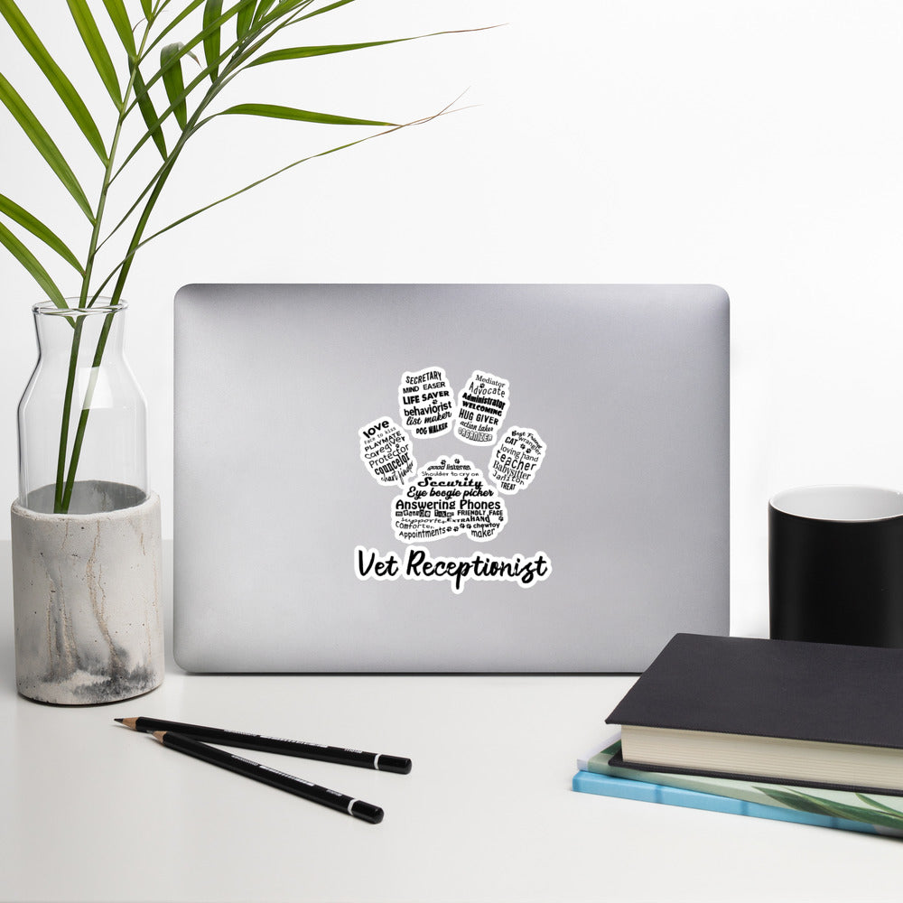 Vet Receptionist Pawprint Bubble-free stickers-Kiss-Cut Stickers-I love Veterinary