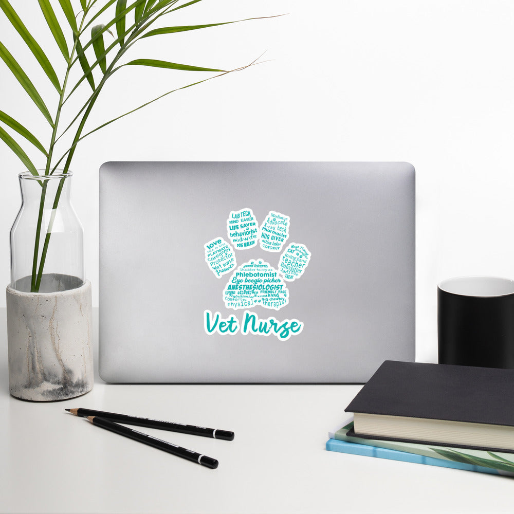Vet Nurse Blue Paw Print Bubble-free stickers