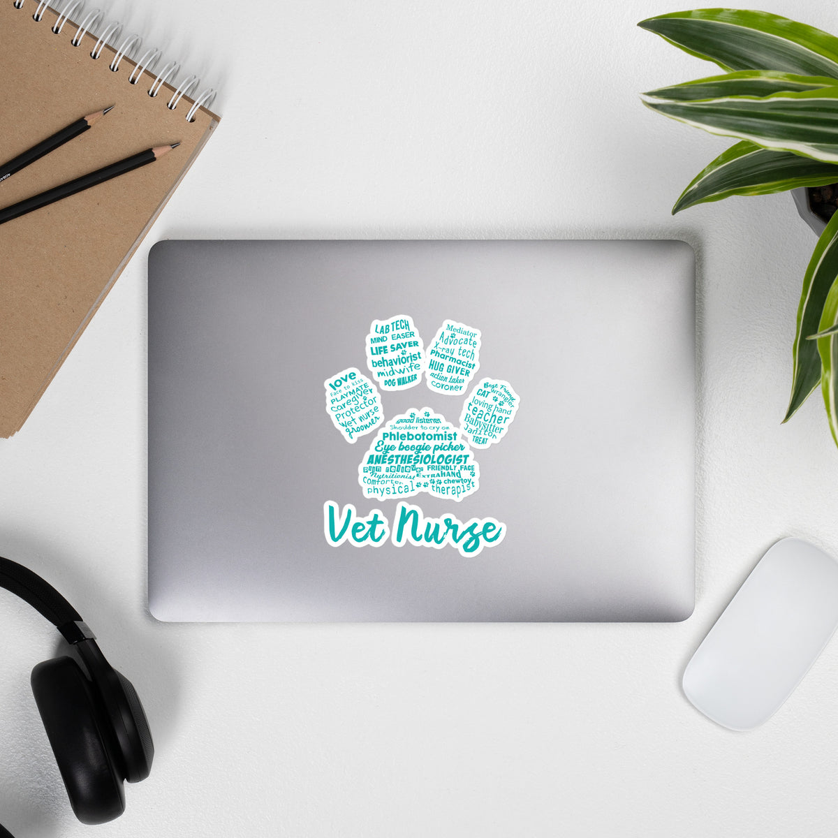 Vet Nurse Blue Paw Print Bubble-free stickers