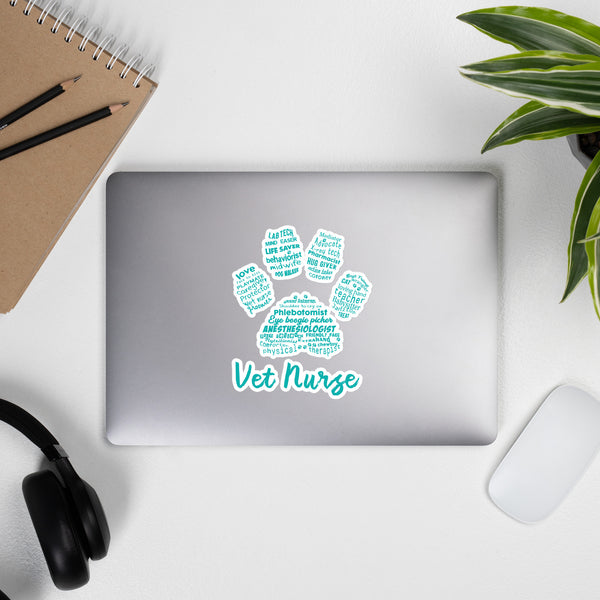 Vet Nurse Blue Paw Print Bubble-free stickers