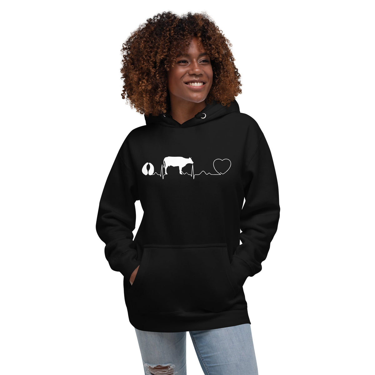 Large Animal Vet Cow pulse Unisex Premium Hoodie-Premium Unisex Hoodie-I love Veterinary