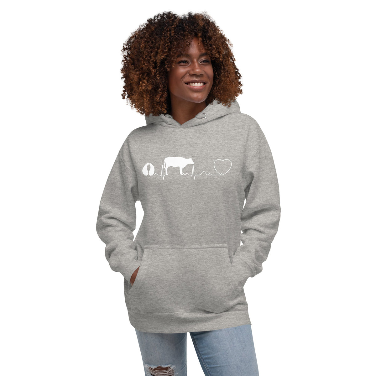 Large Animal Vet Cow pulse Unisex Premium Hoodie-Premium Unisex Hoodie-I love Veterinary