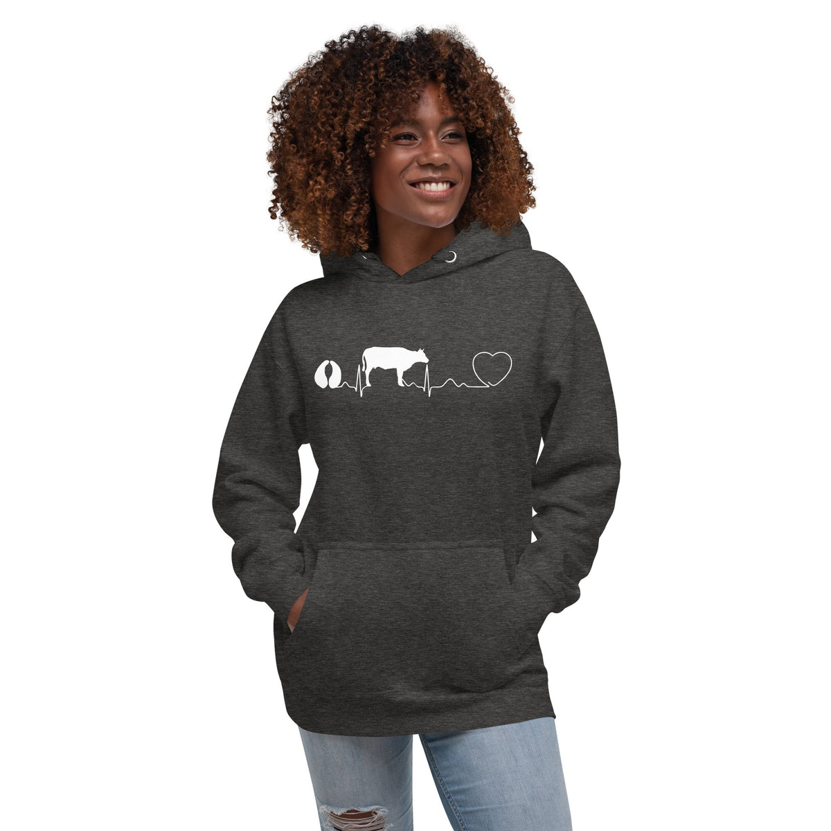 Large Animal Vet Cow pulse Unisex Premium Hoodie-Premium Unisex Hoodie-I love Veterinary