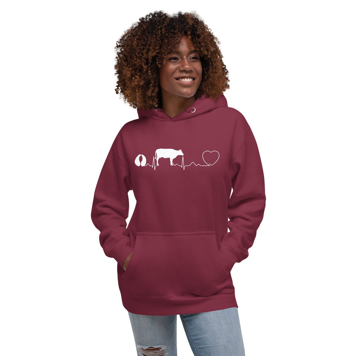 Large Animal Vet Cow pulse Unisex Premium Hoodie-Premium Unisex Hoodie-I love Veterinary