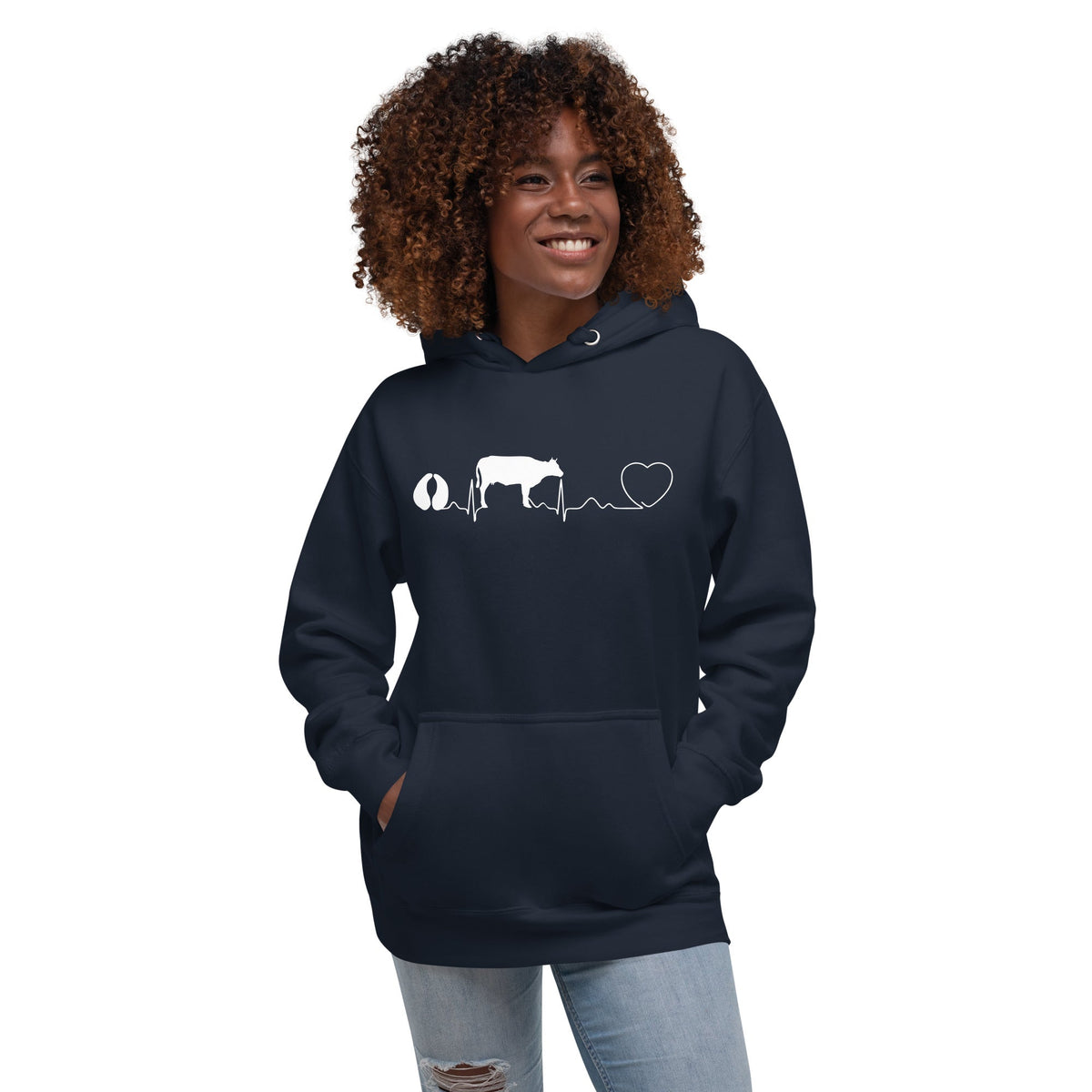 Large Animal Vet Cow pulse Unisex Premium Hoodie-Premium Unisex Hoodie-I love Veterinary