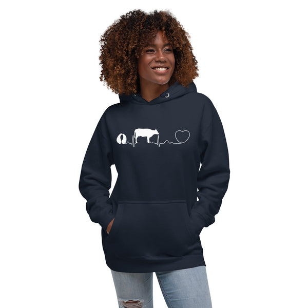 Large Animal Vet Cow pulse Unisex Premium Hoodie-Premium Unisex Hoodie | Cotton Heritage M2580-I love Veterinary