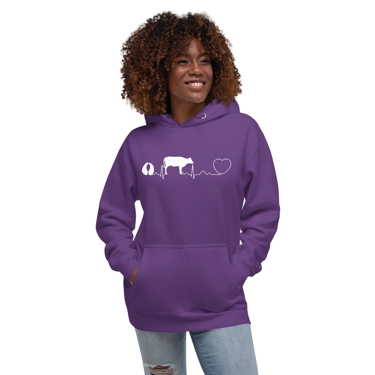Large Animal Vet Cow pulse Unisex Premium Hoodie-Premium Unisex Hoodie-I love Veterinary