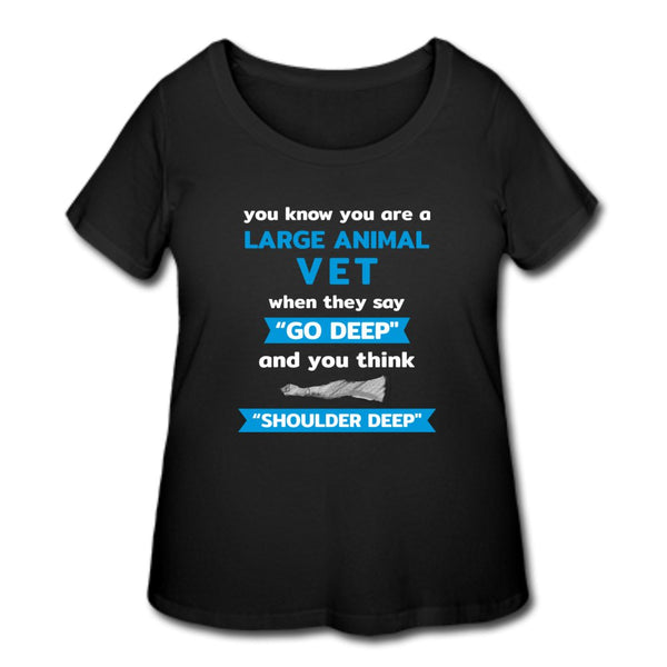 LARGE ANIMAL VET - "GO DEEP" AND YOU THINK "SHOULDER DEEP" Women’s Curvy T-Shirt-Women’s Curvy T-Shirt | LAT 3804-I love Veterinary