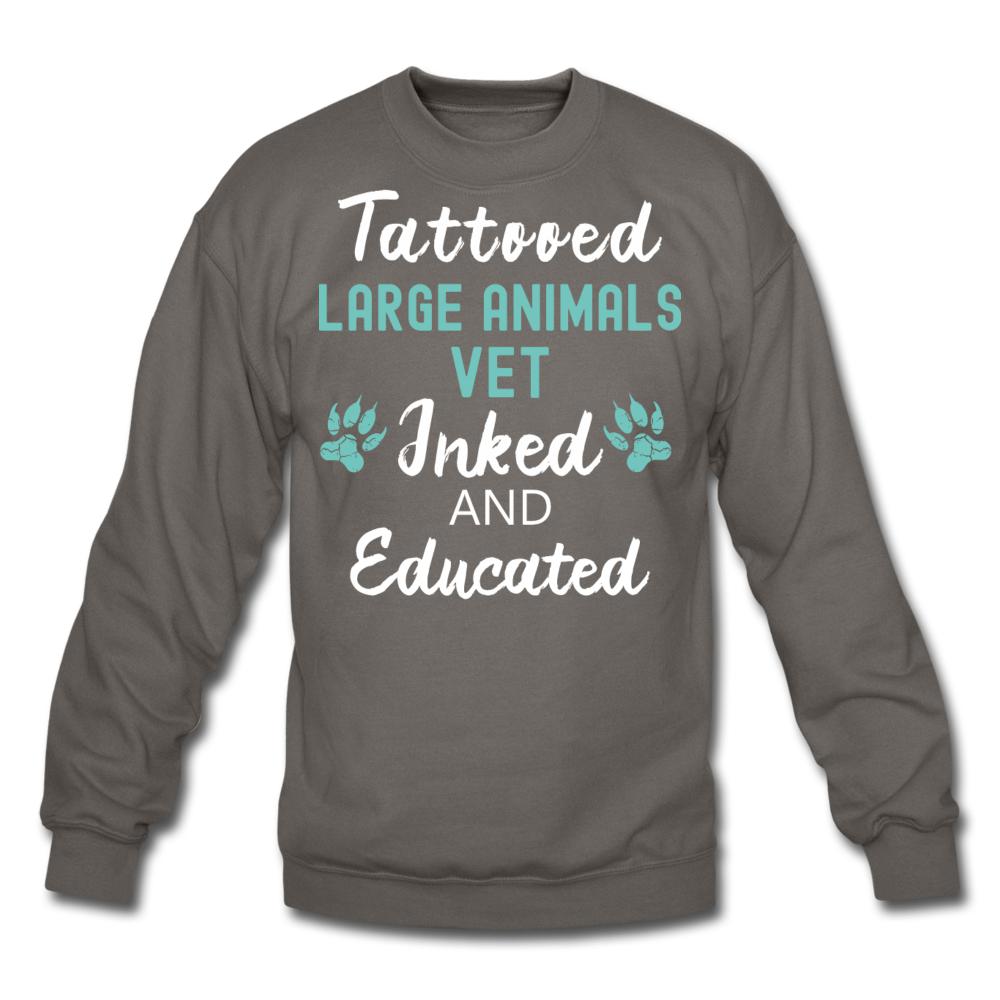 Large Animal Vet- Inked and Educated T-shirt/ Hoodie Crewneck Sweatshirt-Unisex Crewneck Sweatshirt | Gildan 18000-I love Veterinary