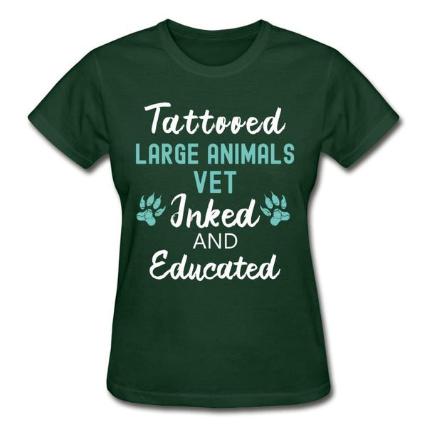 Large Animal Vet- Inked and Educated T-shirt/ Hoodie Gildan Ultra Cotton Ladies T-Shirt-Ultra Cotton Ladies T-Shirt | Gildan G200L-I love Veterinary