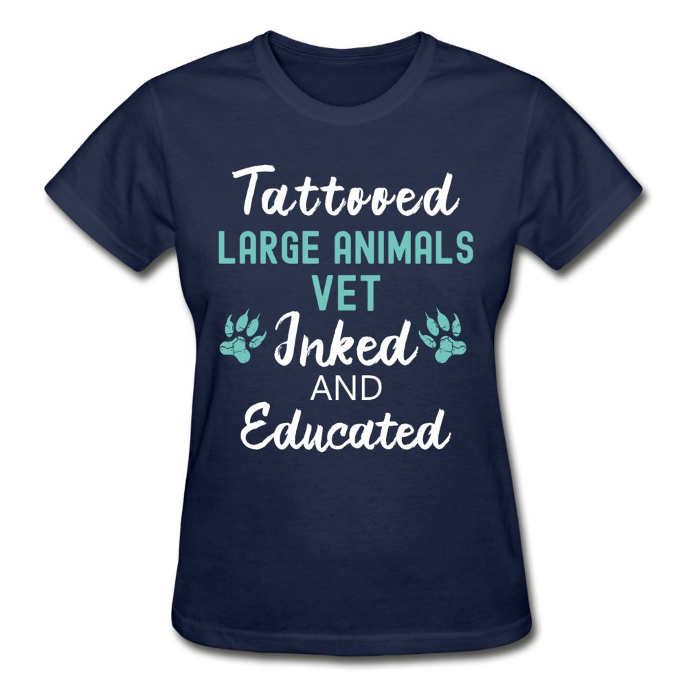 Large Animal Vet- Inked and Educated T-shirt/ Hoodie Gildan Ultra Cotton Ladies T-Shirt-Ultra Cotton Ladies T-Shirt | Gildan G200L-I love Veterinary